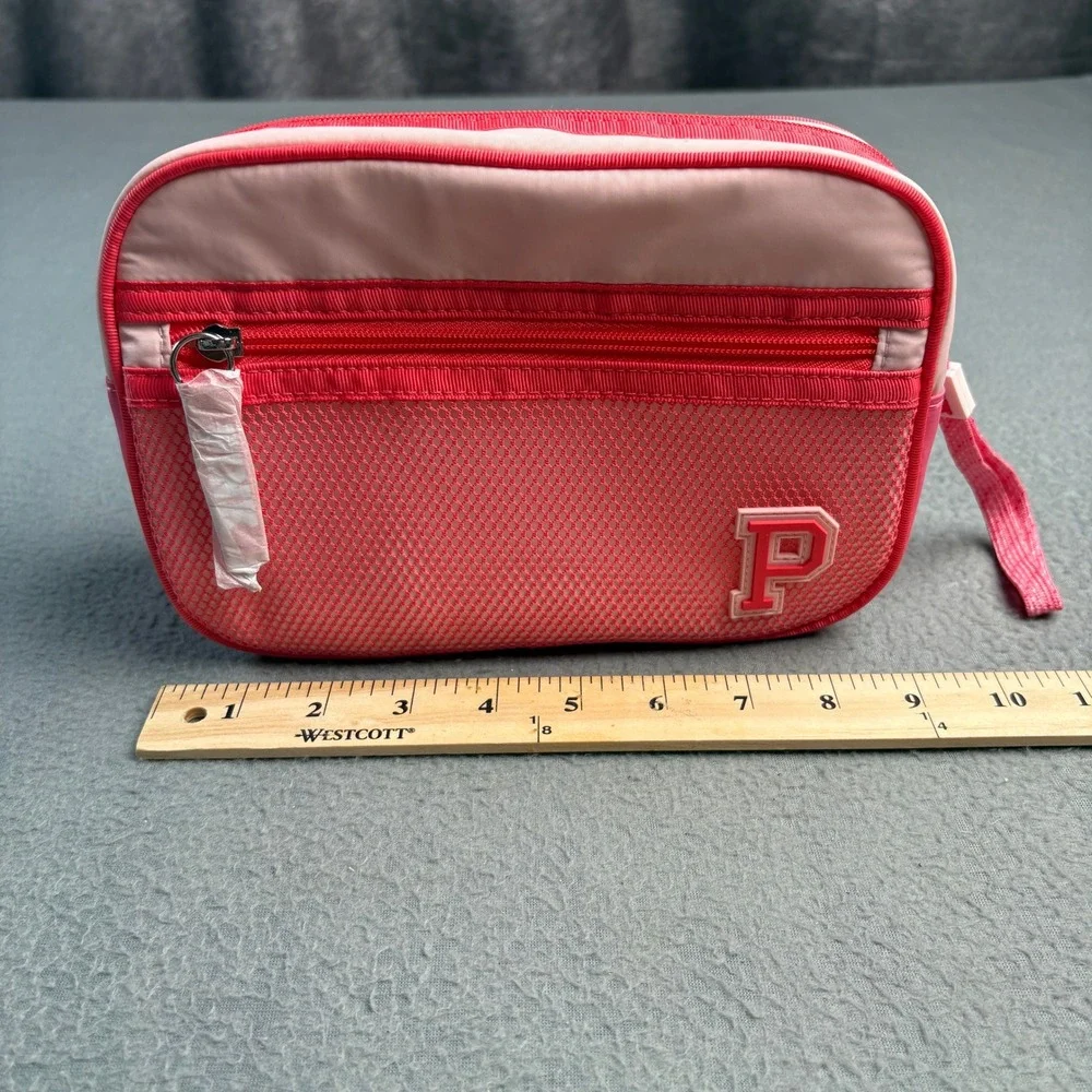 Pink Victoria's Secret Cosmetic Bag Mesh Pouch Wristlet Travel Case Pink NEW